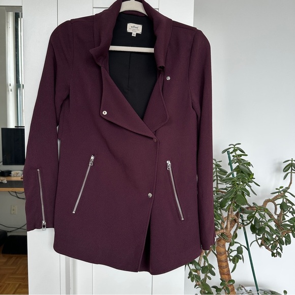 Aritizia Wilfred Burgundy Mayat Crepe Women's Jacket, Mulled Wine Color, NWOT - Picture 5 of 11